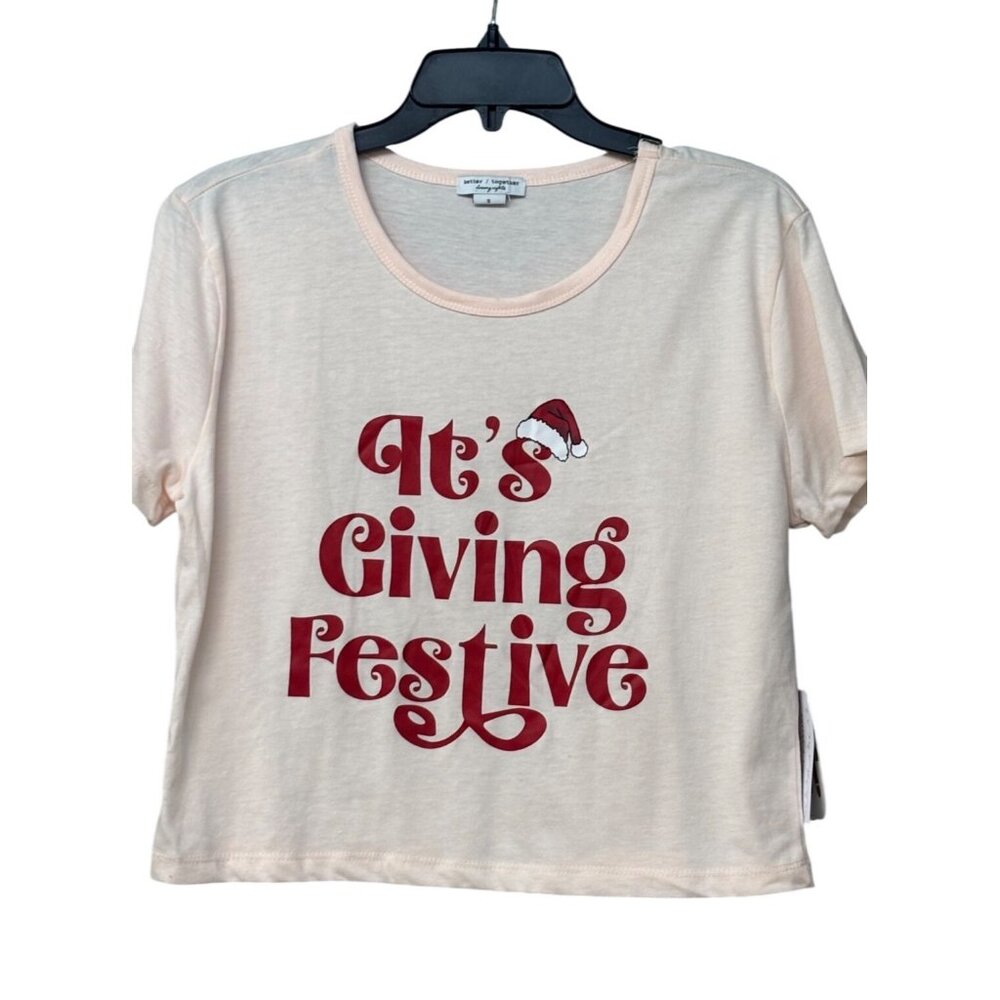 Better Together  "Its Giving Festive" Graphic Lounge/ Pajama Top Blush Pink,  S